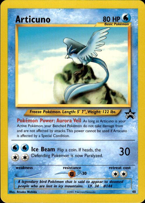 Pokemon Articuno 48 Wizards Black Star Promos Promo Near Mint