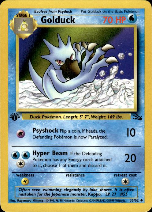Pokemon Golduck 35/62 Fossil Uncommon 1st Edition Near Mint