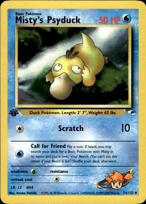 Pokemon Misty's Psyduck 54/132 Gym Heroes Uncommon 1st Edition Near Mint