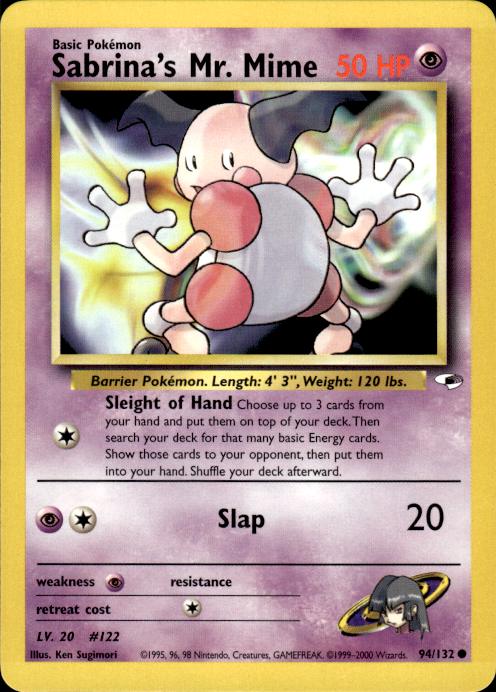 Pokemon Sabrina's Mr. Mime 94/132 Gym Heroes Common Near Mint