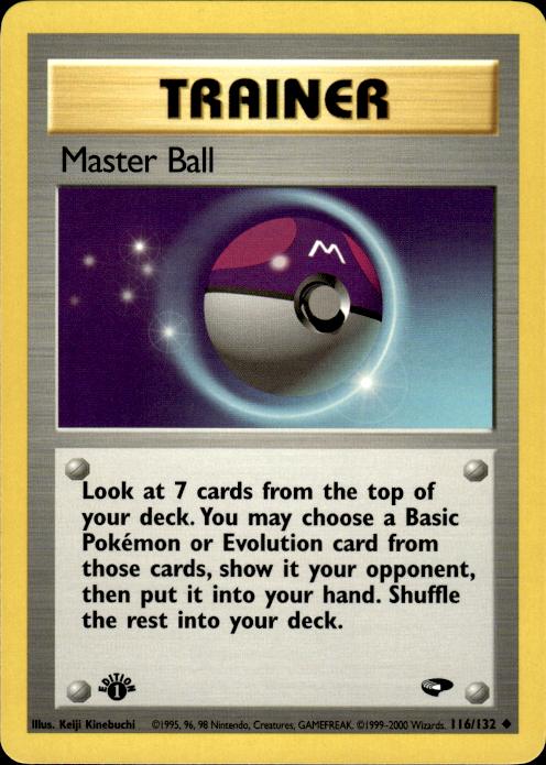 Pokemon Master Ball 116/132 Gym Challenge Uncommon 1st Edition Near Mint
