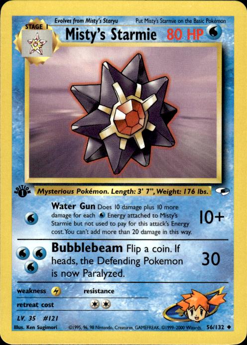 Pokemon Misty's Starmie 56/132 Gym Heroes Uncommon 1st Edition Near Mint