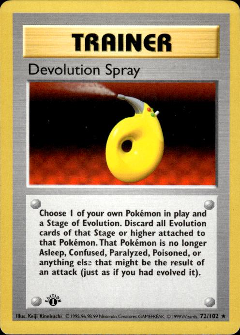 Pokemon Devolution Spray 72/102 Base Set Rare 1st Edition Moderately Played