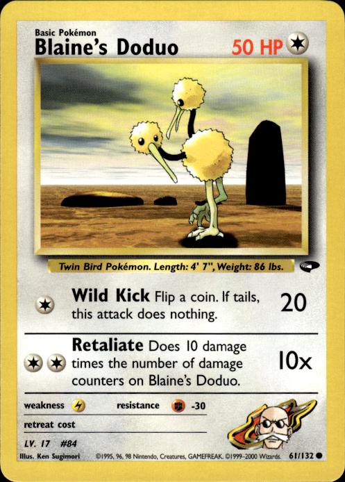 Pokemon Blaine's Doduo 61/132 Gym Challenge Common Near Mint