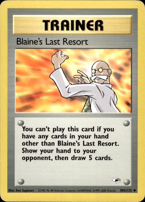 Pokemon Blaine's Last Resort 105/132 Gym Heroes Uncommon Near Mint