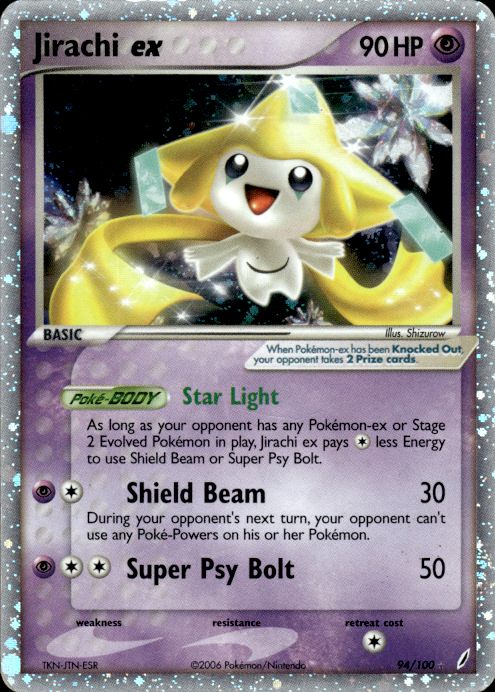 Jirachi ex 94/100 EX Crystal Guardians Pokemon Heavily Played - Creased