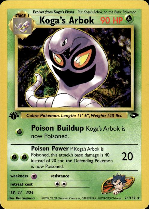 Pokemon Koga's Arbok 25/132 Gym Challenge Rare 1st Edition Near Mint
