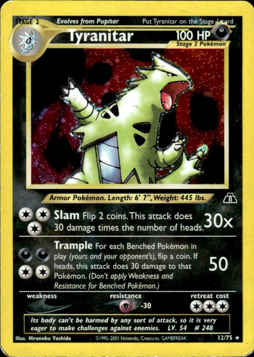 Pokemon Tyranitar 12/75 Neo Discovery Holo Rare Heavily Played