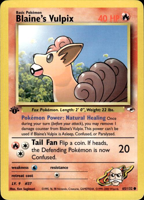 Pokemon Blaine's Vulpix 65/132 Gym Heroes Common 1st Edition Near Mint
