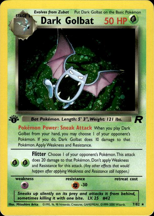 Pokemon Dark Golbat 7/82 Team Rocket Holo Rare 1st Edition Near Mint