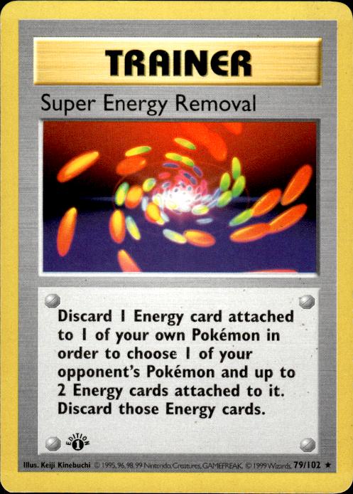 Pokemon Super Energy Removal 79/102 Base Set Rare 1st Edition Moderately Played