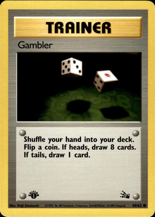 Pokemon Gambler 60/62 Fossil Common 1st Edition Near Mint
