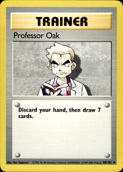 Pokemon Professor Oak 88/102 Base Set 4th Print 1999-2000 Uncommon Near Mint