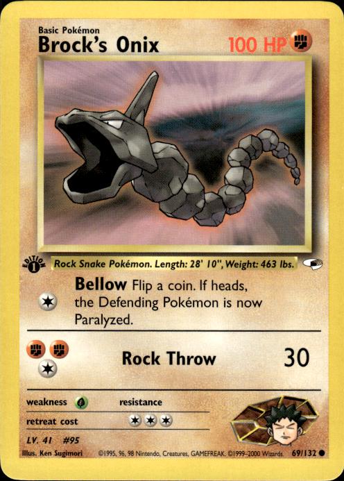 Pokemon Brock's Onix 69/132 Gym Heroes Common 1st Edition Near Mint