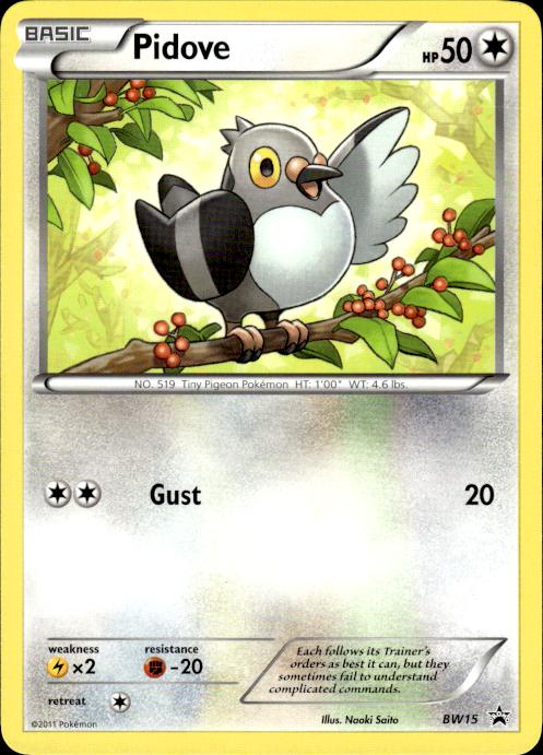 Pokemon Pidove BW15 BW Black Star Promos Promo Lightly Played