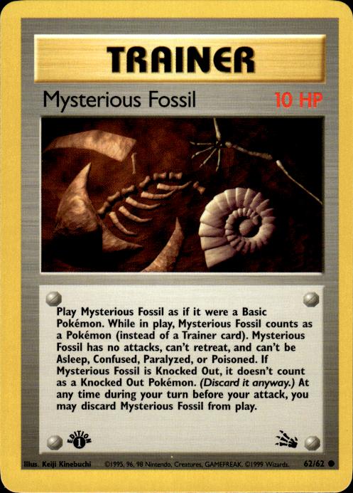 Pokemon Mysterious Fossil 62/62 Fossil Common 1st Edition Near Mint