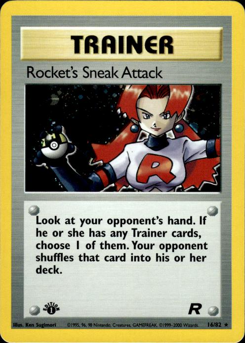 Pokemon Rocket's Sneak Attack 16/82 Team Rocket Holo Rare 1st Edition Near Mint