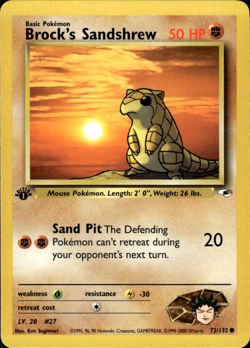 Pokemon Brock's Sandshrew 72/132 Gym Heroes Common 1st Edition Near Mint