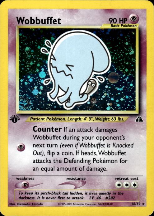Pokemon Wobbuffet 16/75 Neo Discovery Holo Rare 1st Edition Lightly Played