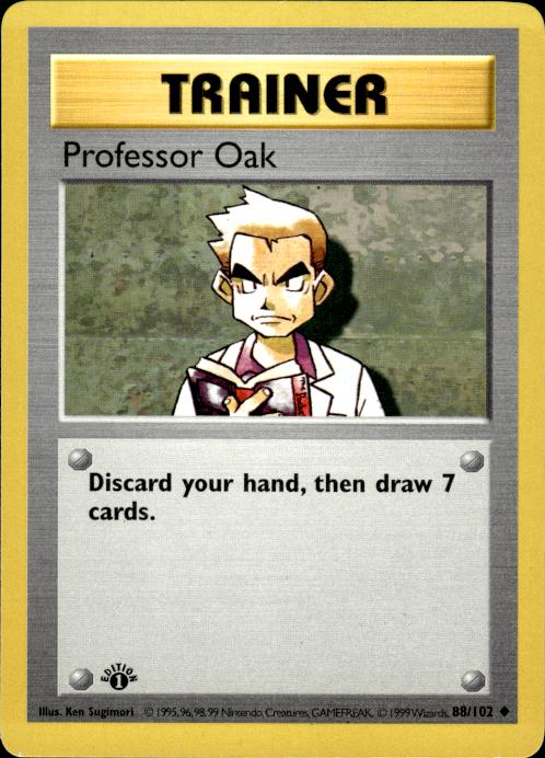 Pokemon Professor Oak 88/102 Base Set Uncommon 1st Edition Moderately Played