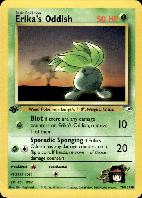 Pokemon Erika's Oddish 78/132 Gym Heroes Common 1st Edition Near Mint