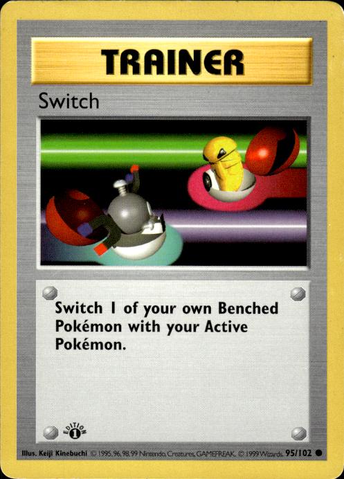 Pokemon Switch 95/102 Base Set Common 1st Edition Moderately Played