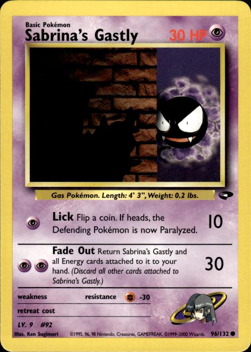 Pokemon Sabrina's Gastly 96/132 Gym Challenge Common Near Mint