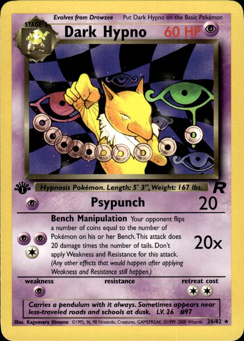Pokemon Dark Hypno 26/82 Team Rocket Rare 1st Edition Near Mint