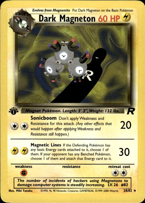 Pokemon Dark Magneton 28/82 Team Rocket Rare 1st Edition Near Mint