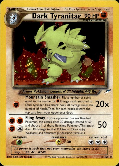 Pokemon Dark Tyranitar 11/105 Neo Destiny Holo Rare Moderately Played
