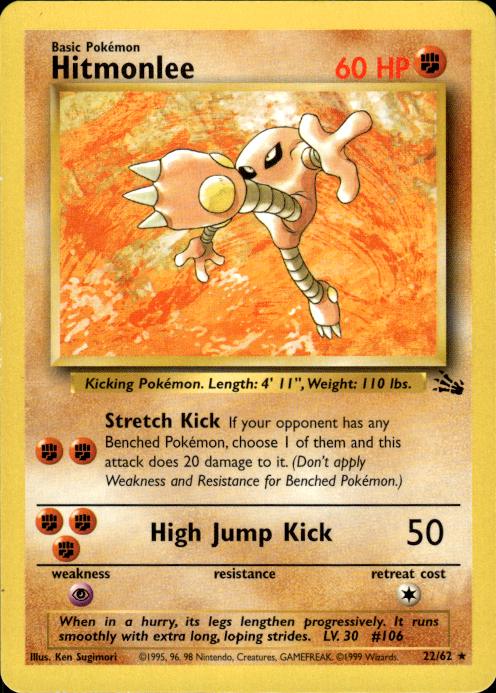 Pokemon Hitmonlee 22/62 Fossil Rare Near Mint