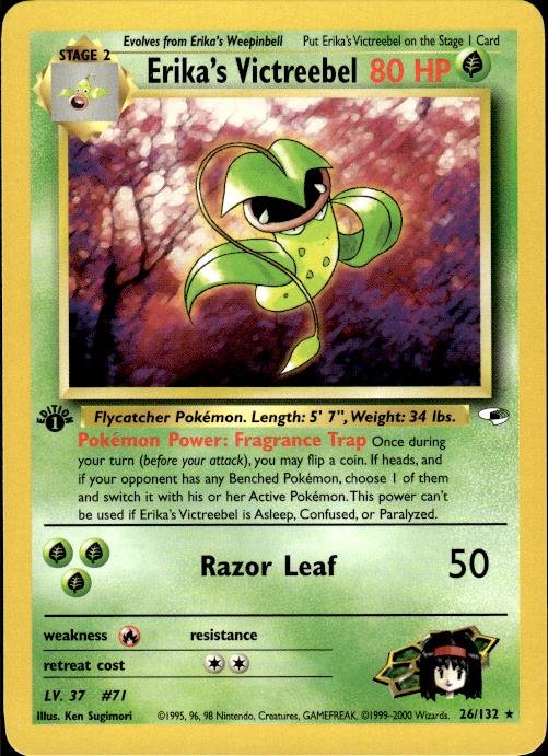 Pokemon Erika's Victreebel 26/132 Gym Heroes Rare 1st Edition Near Mint