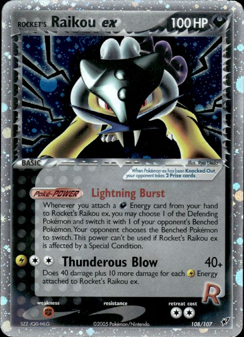 Rocket's Raikou ex 108/107 Secret Rare Deoxys Pokemon Moderately Played