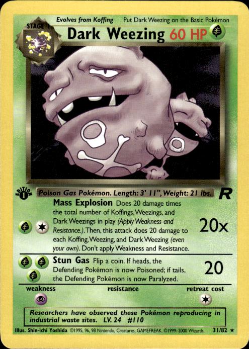 Pokemon Dark Weezing 31/82 Team Rocket Rare 1st Edition Near Mint