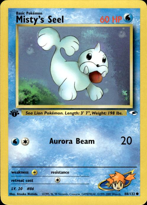 Pokemon Misty's Seel 88/132 Gym Heroes Common 1st Edition Near Mint