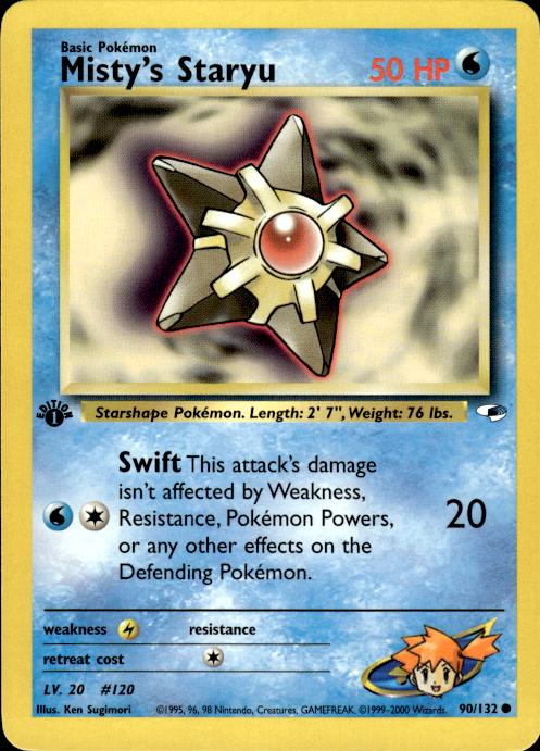 Pokemon Misty's Staryu 90/132 Gym Heroes Common 1st Edition Near Mint