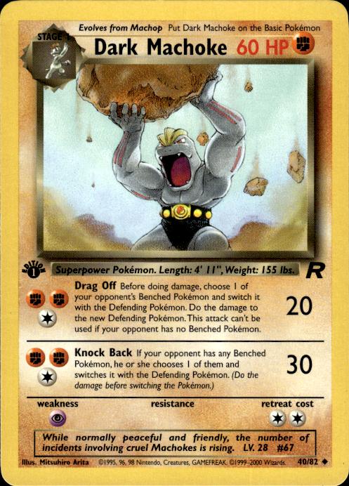 Pokemon Dark Machoke 40/82 Team Rocket Uncommon 1st Edition Near Mint