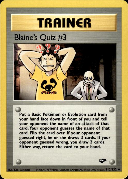 Pokemon Blaine's Quiz #3 112/132 Gym Challenge Uncommon Near Mint