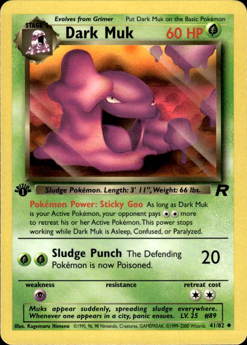 Pokemon Dark Muk 41/82 Team Rocket Uncommon 1st Edition Near Mint