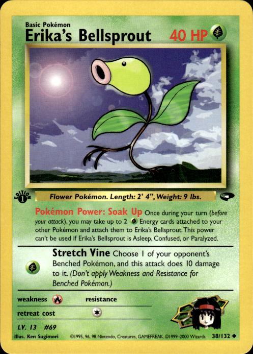Pokemon Erika's Bellsprout 38/132 Gym Challenge Uncommon 1st Edition Near Mint