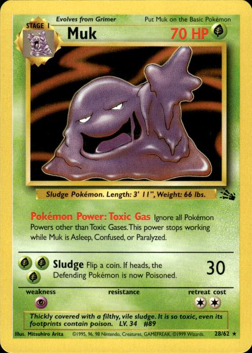 Pokemon Muk 28/62 Fossil Rare Near Mint