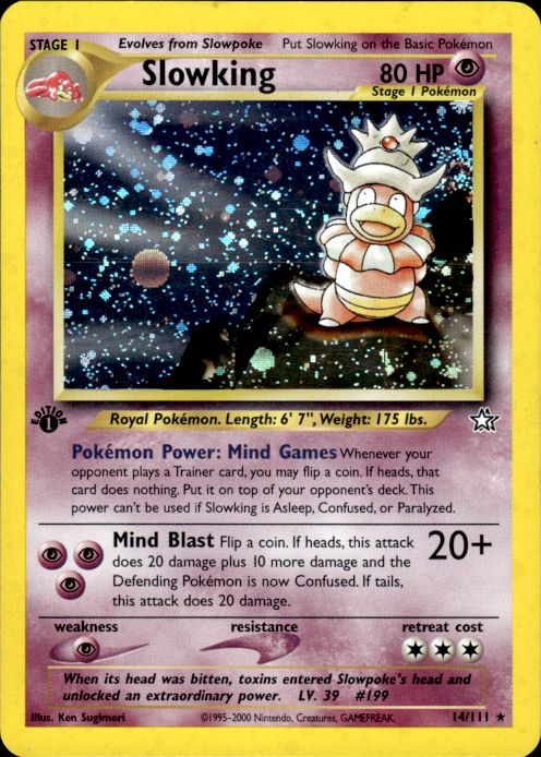 Pokemon Slowking 14/111 Neo Genesis Holo Rare 1st Edition Heavily Played