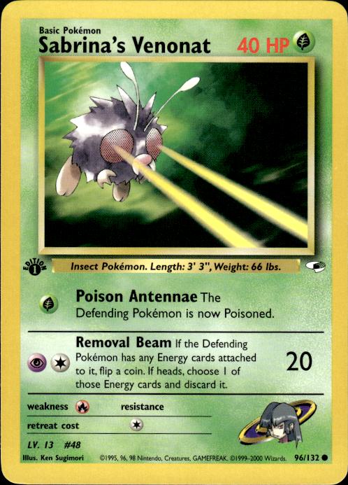Pokemon Sabrina's Venonat 96/132 Gym Heroes Common 1st Edition Near Mint