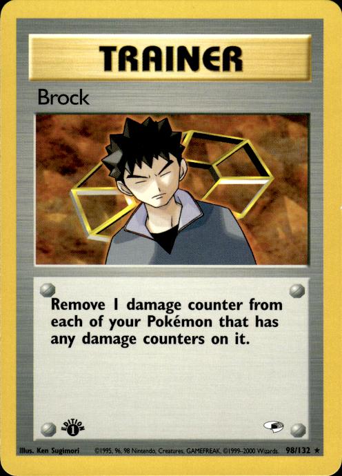 Pokemon Brock 98/132 Gym Heroes Rare 1st Edition Near Mint