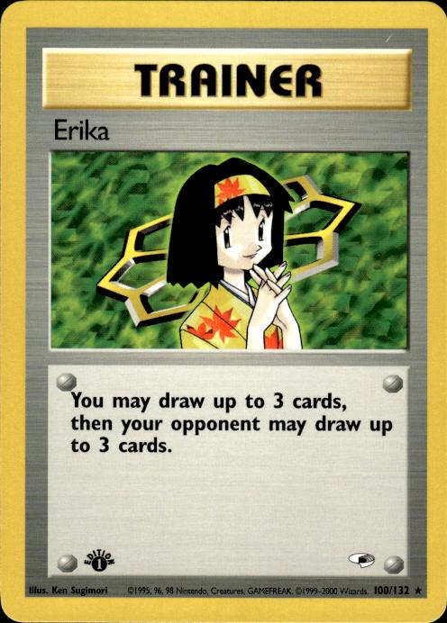 Pokemon Erika 100/132 Gym Heroes Rare 1st Edition Near Mint