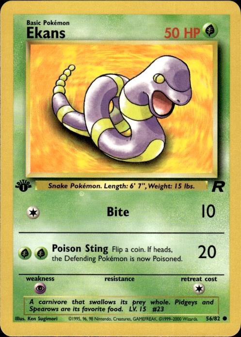 Pokemon Ekans 56/82 Team Rocket Common 1st Edition Near Mint