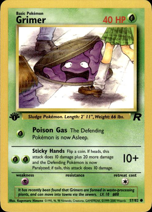 Pokemon Grimer 57/82 Team Rocket Common 1st Edition Near Mint