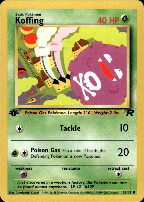 Pokemon Koffing 58/82 Team Rocket Common 1st Edition Near Mint