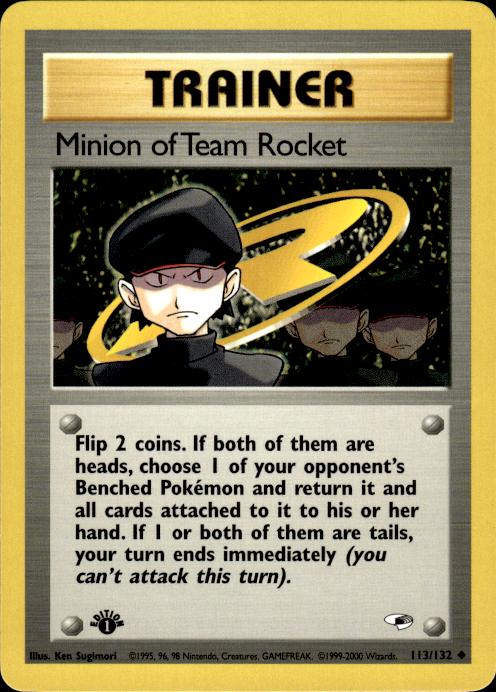 Pokemon Minion of Team Rocket 113/132 Gym Heroes Uncommon 1st Edition Near Mint