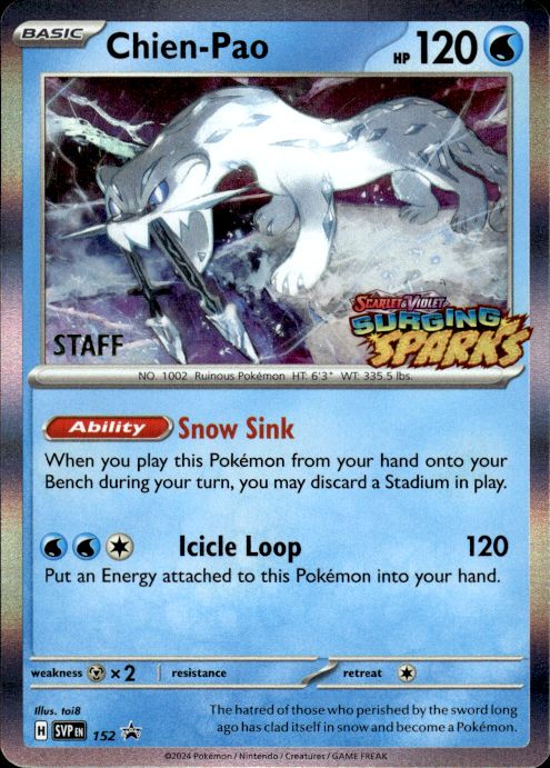 Pokemon Chien-Pao 152 Scarlet & Violet STAFF Promo Near Mint